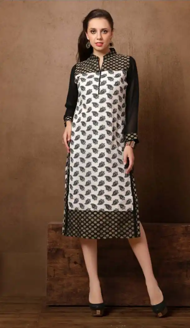 White Color Cotton Straight Style Readymade Kurtis | FH584086089