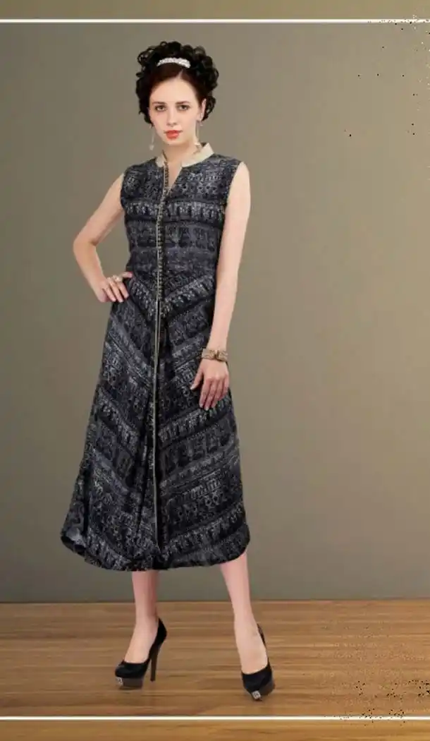 Cotton Black Color Straight Style Readymade Kurtis | FH584086096