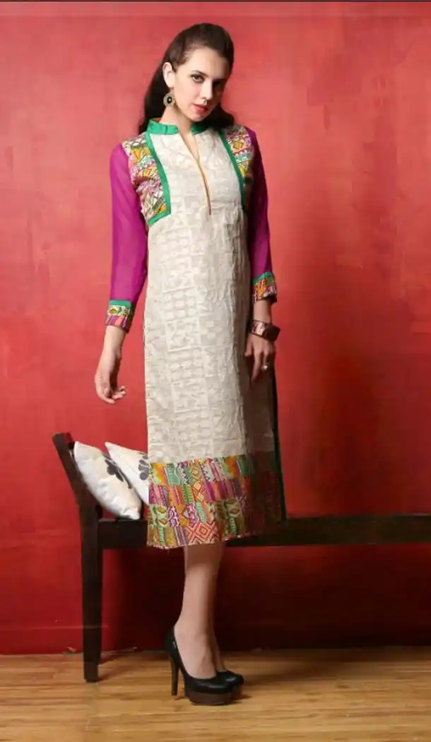 Cotton White Color Straight Style Readymade Kurtis | FH584086097