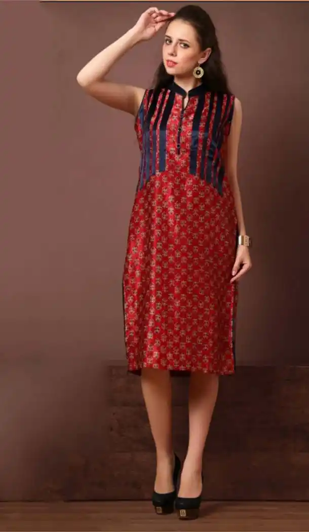 Georgette Fabric Red Color Casual Wear Readymade Kurti | FH584486160