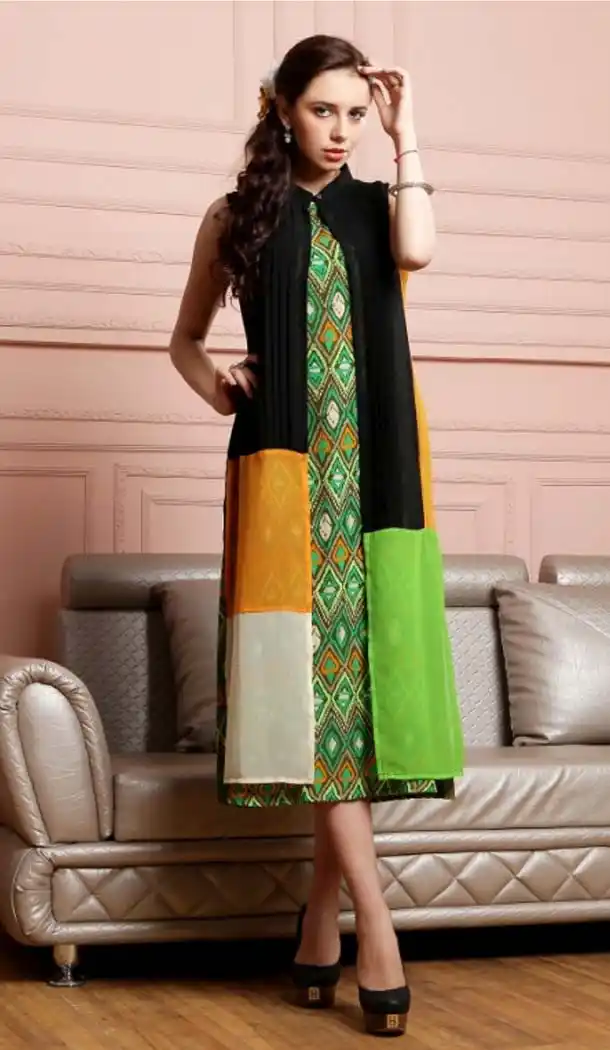Georgette Fabric Green Color Casual Wear Readymade Kurti | FH584486162