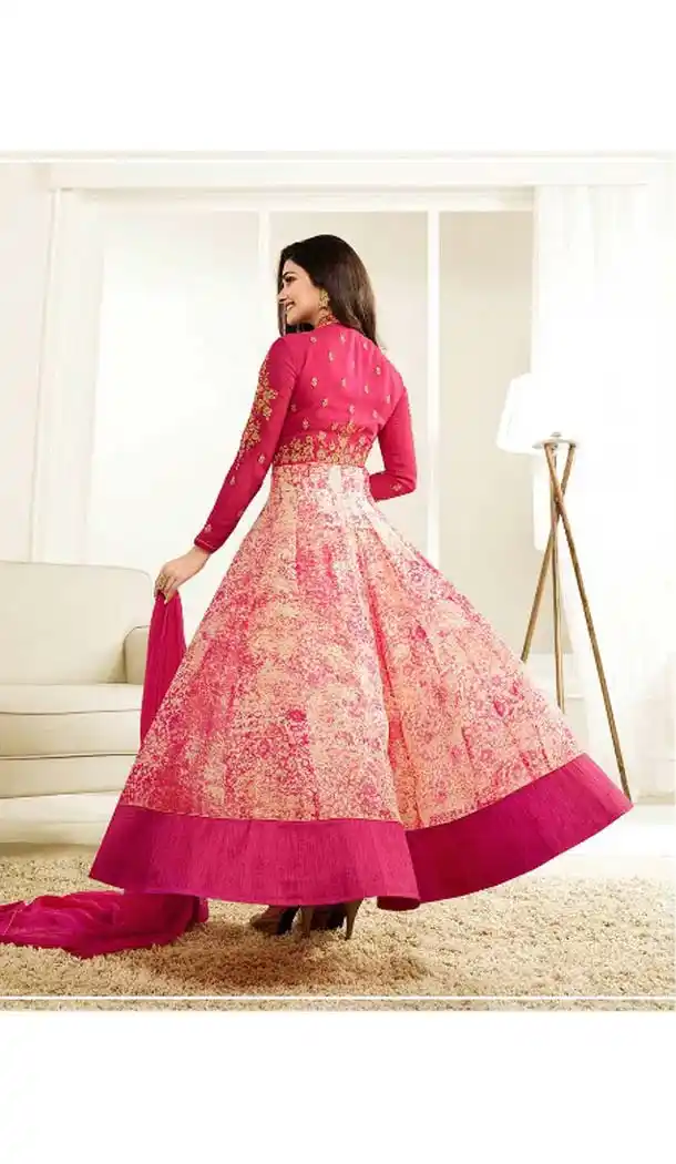 Georgette Fabric Pink Color Long Anarkali Salwar Kameez | FH586386320