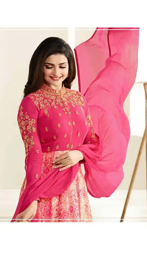 Georgette Fabric Pink Color Long Anarkali Salwar Kameez | FH586386320
