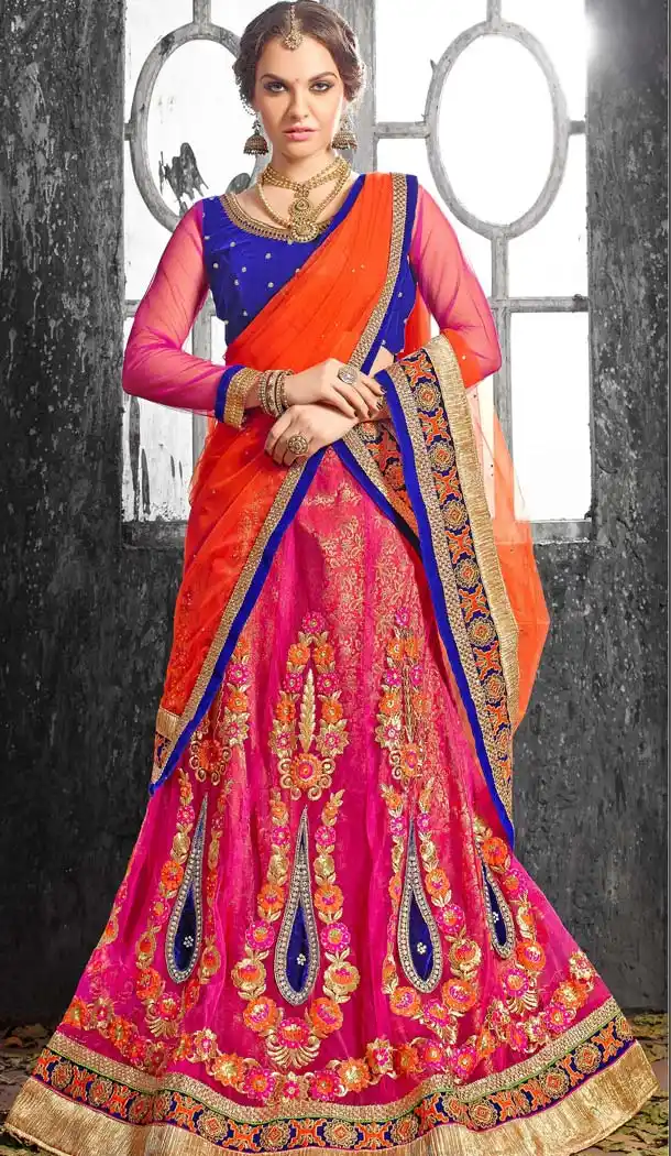 Deep Pink Color Jacquard Silk A Line Style Lehenga Choli | FH586586333