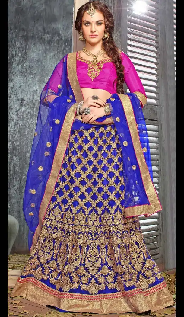 Blue Color Jacquard Silk A Line Style Lehenga Choli | FH586586335