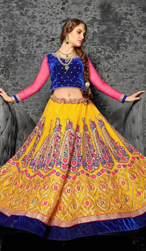 Yellow Color Jacquard Silk Circular Style Lehenga Choli | FH586586337