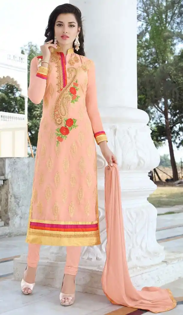 Pink Color Georgette Straight Cut Salwar Kameez | FH587586473