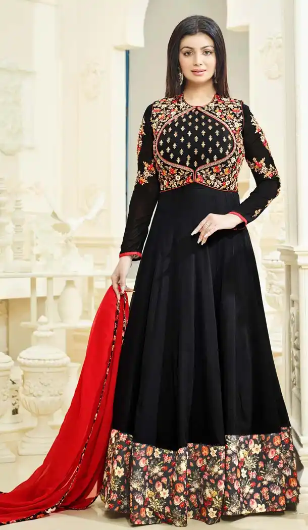 Bollywood Actress Ayesha Takia Black Georgette Suit | FH591086856