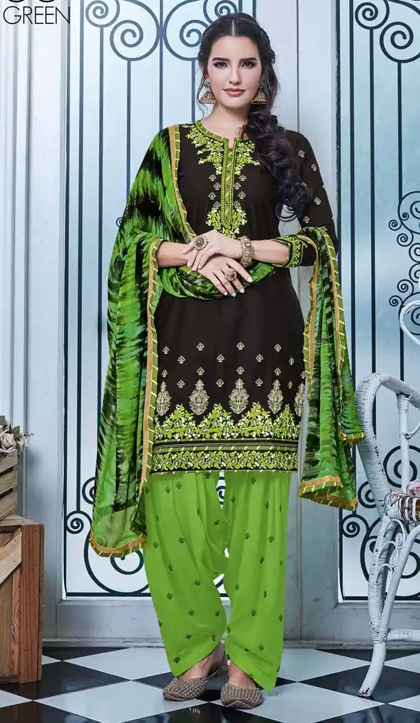 Black Color Cotton Embroidery Casual Panjabi Suit | FH592386979