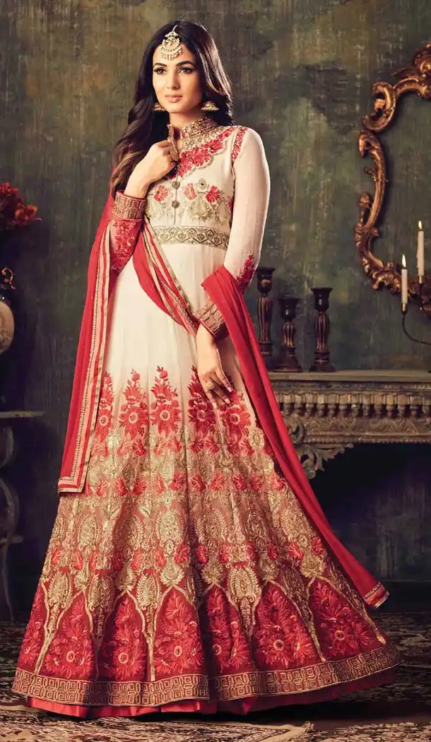 Off White Color Georgette Anarkali Style Designer Salwar Kameez | FH599787818