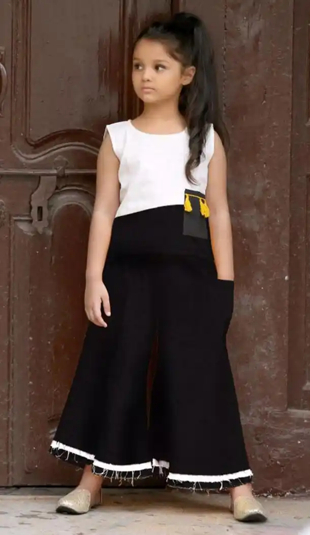 Black and White Khadi Work Western Clothe For Girls | FH607488493