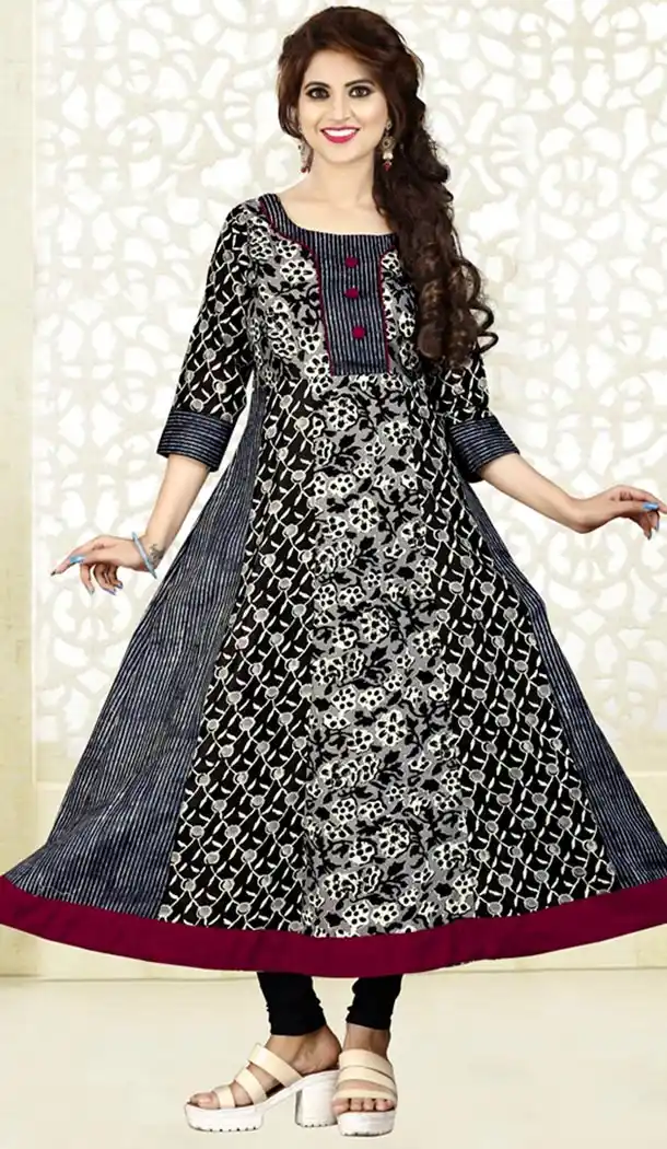 Grey Color Cotton Party Wear Style Readymade Kurti | FHKF735469955