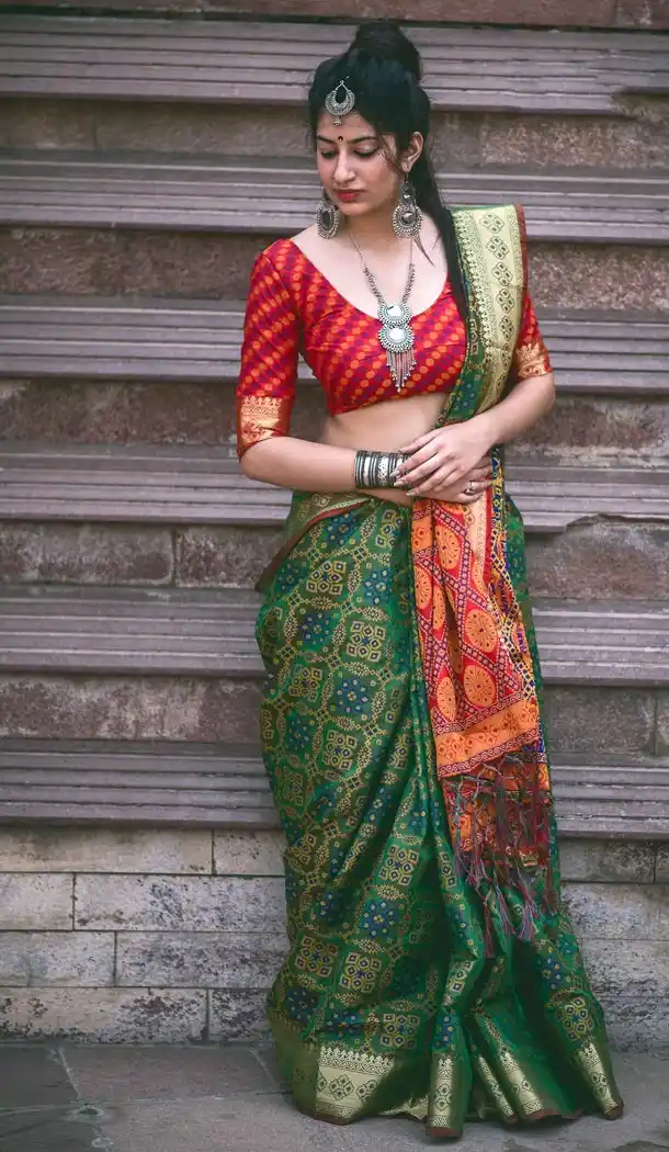 Elegant Green Color Silk Party Wear Saree with Blouse | KF810877531