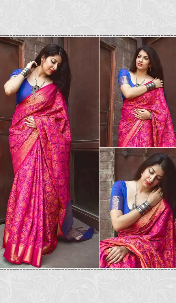Desirable Rani Color Silk Party Wear Saree with Blouse | KF810877537