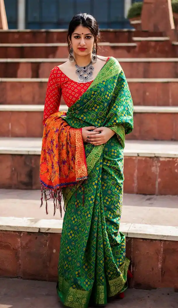 Desirable Green Color Silk Party Wear Saree with Blouse | KF810877538