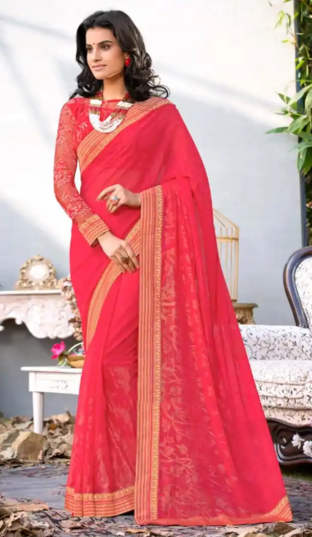 Pink Color Georgette Casual Style Saree Blouse | KF808877373