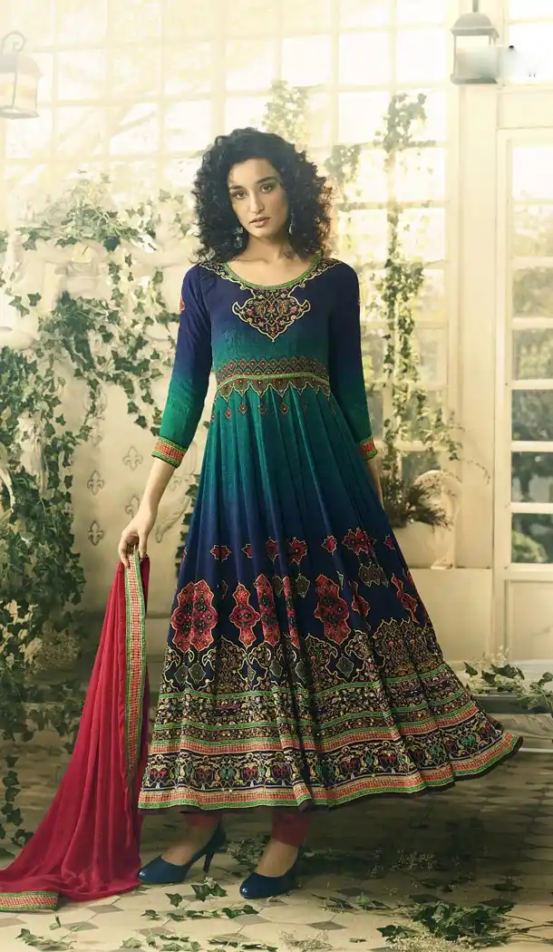 Eid Specail Collection Churidar Kameez Pure Crepe and Blue Color | KF13956135