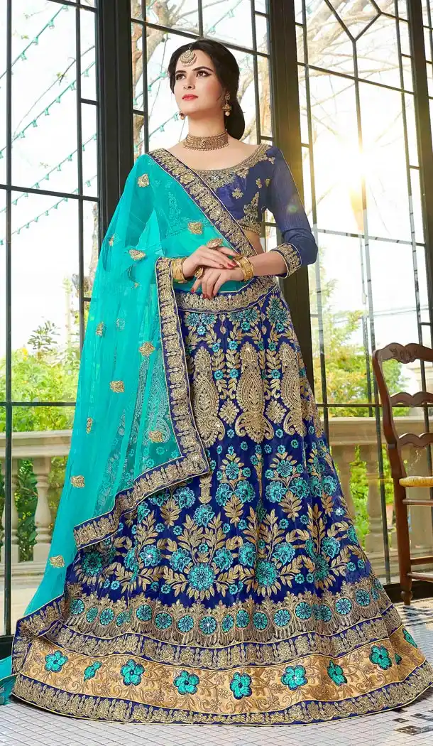 Blue Color Net Party Wear Lahanga Choli | KF14006184