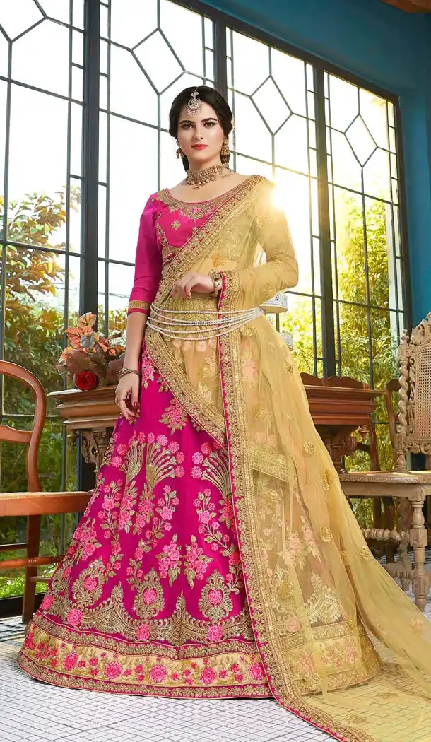 Elegant Pink Color Net Party Wear Lahanga Choli | KF14006185