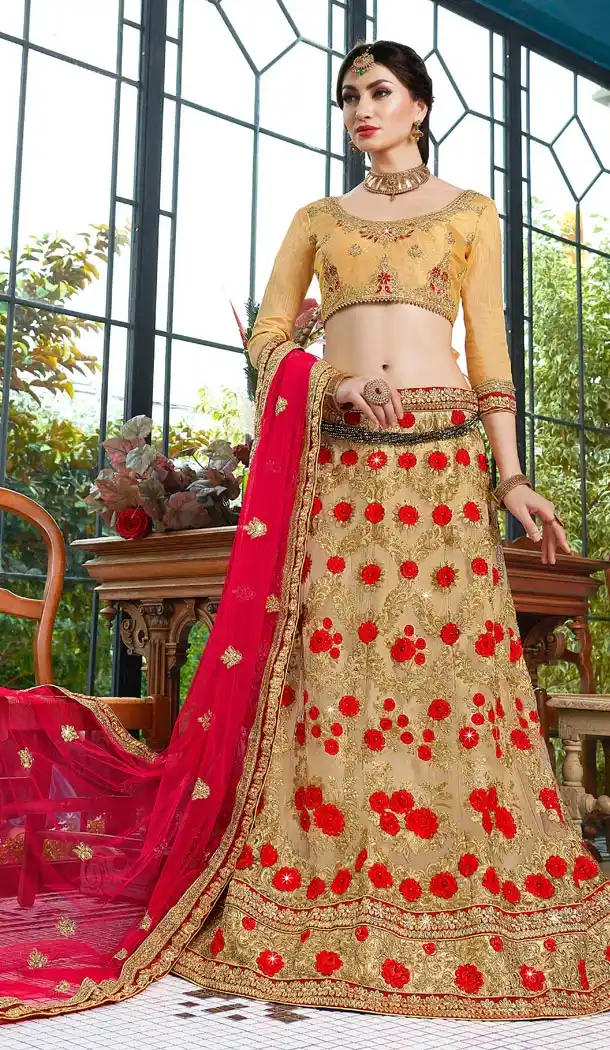 Beige Color Net Party Wear Lahanga Choli | KF14006188