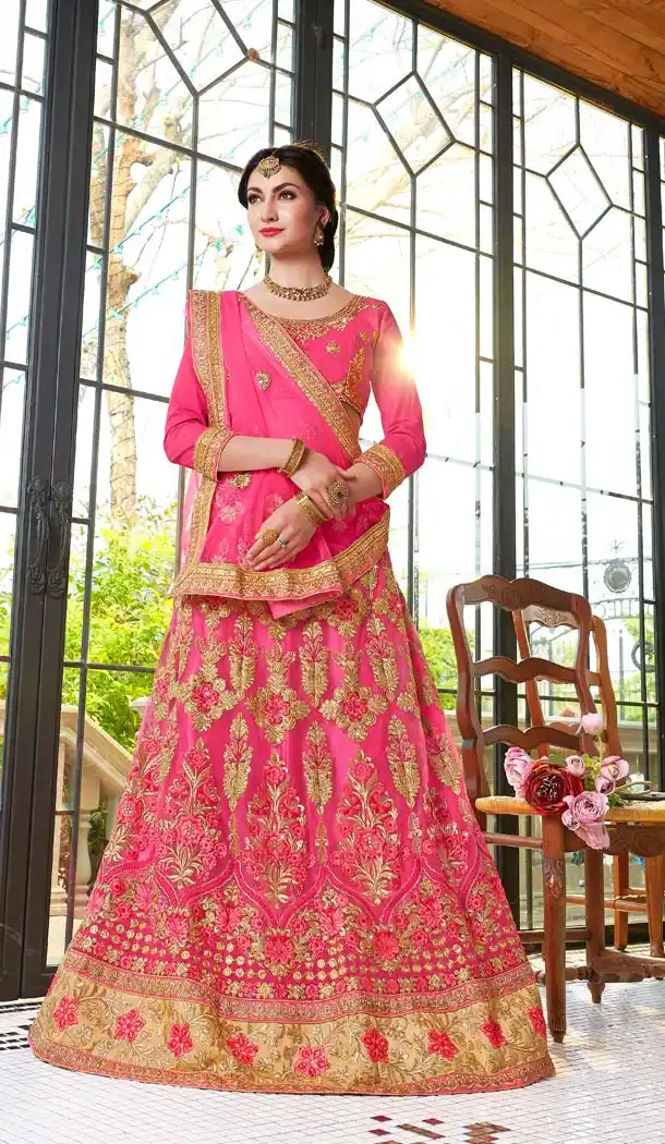 Pink Color Net Party Wear Lahanga Choli | KF14006191