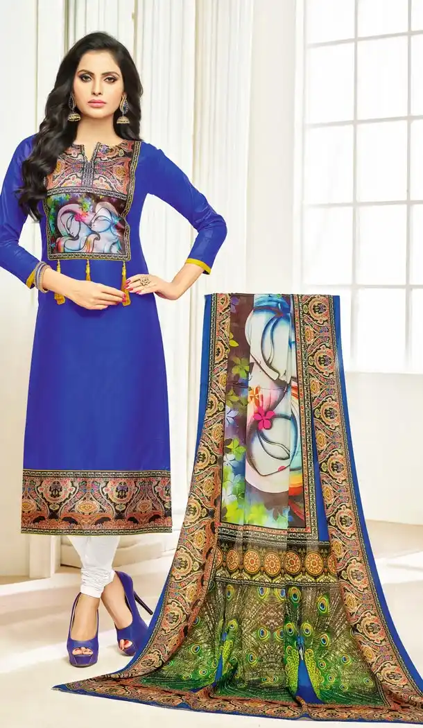 Blue Color Glaze Cotton Summer Wear Salwar Kameez | KF14036224