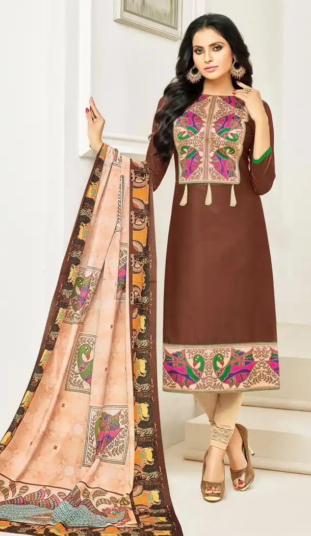 Chocolate Color Glaze Cotton Summer Wear Salwar Kameez | KF14036227