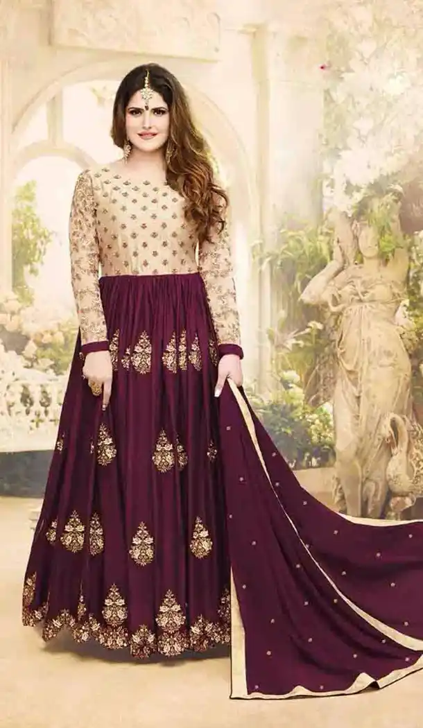 Bollywood Celebrity Zarine Khan Salwat Kameez with Magenta Color | KF14106287
