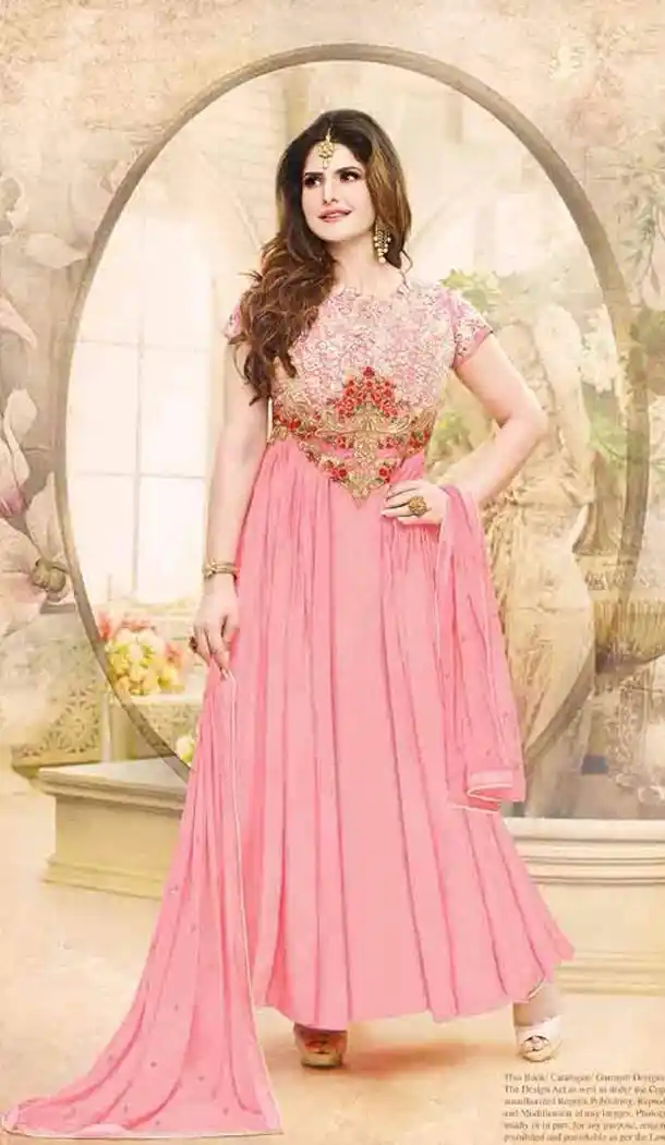Bollywood Celebrity Zarine Khan Salwat Kameez with Light Pink Color | KF14106288