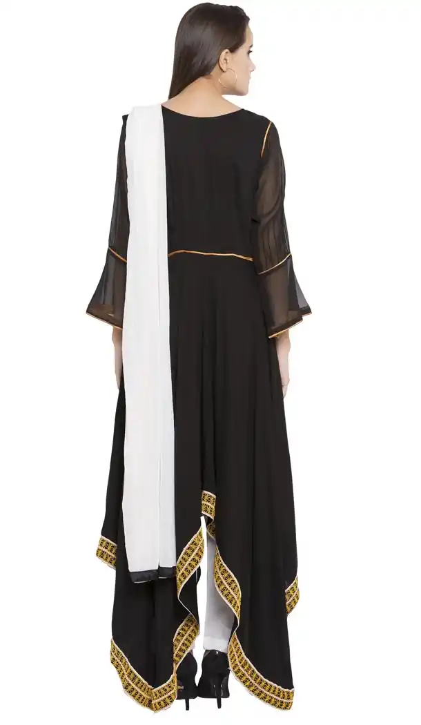 Women Black Color Cotton Designer Wear Ready-made Suits | FHRT727332245