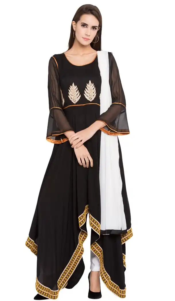 Women Black Color Cotton Designer Wear Ready-made Suits | FHRT727332245
