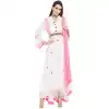 Women White Color Embroidery Designer Wear Ready-made Suits | FHRT727332247