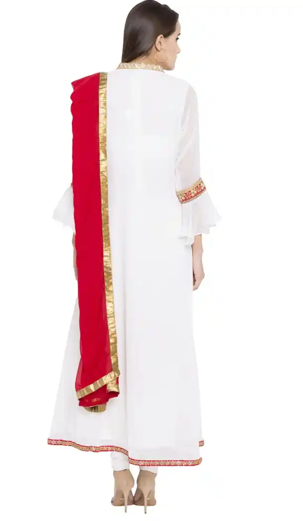 White Color Faux Georgette Designer Wear Ready-made Suits | FHRT727332249