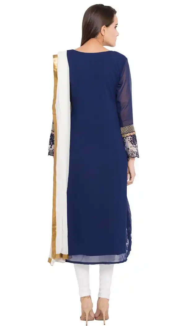 Blue Color Faux Georgette Designer Wear Ready-made Suits | FHRT727332252