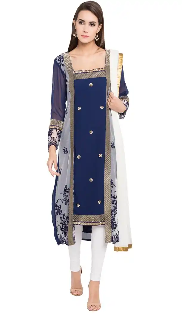 Blue Color Faux Georgette Designer Wear Ready-made Suits | FHRT727332252
