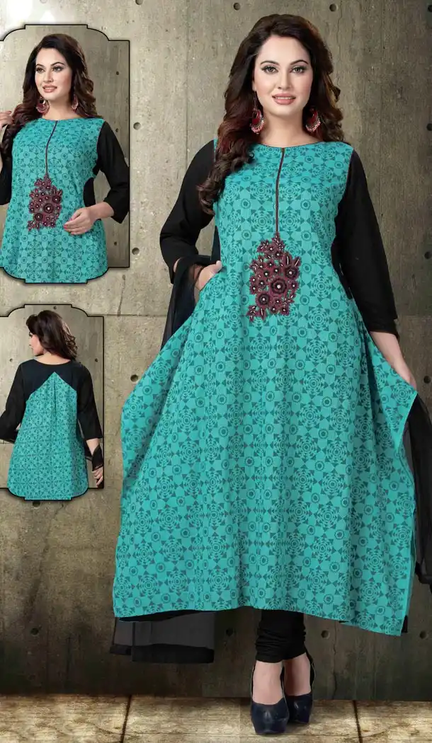 Blue Color Cotton Partiy Wear Readymade Suit | FHRT277832318