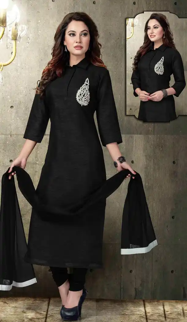 Black Color Art Silk Partiy Wear Readymade Suit | FHRT2778323119