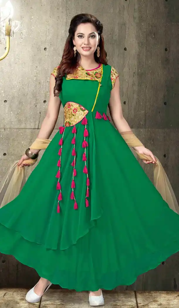 Green Color Georgette Party Wear Readymade Suit | FHRT277832320