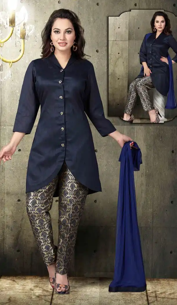 Blue Silk Color Party Wear Readymade Suit | FHRT277832329