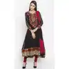 Faux Georgette Black Color Readymade Churidar Suit | 310636152