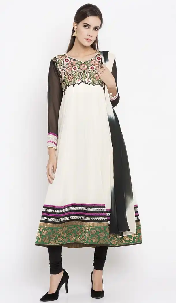 Faux Georgette Crème Color Readymade Churidar Suit | 310636155
