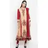 Beige Color Faux Georgette Readymade Churidar Suit | 310636158