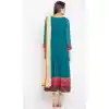 Turqoise Blue Color Faux Georgette Readymade Churidar Suit | 310636160