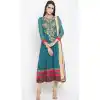 Turqoise Blue Color Faux Georgette Readymade Churidar Suit | 310636160