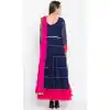Navy Blue Color Faux Georgette Readymade Churidar Suit | 310636161