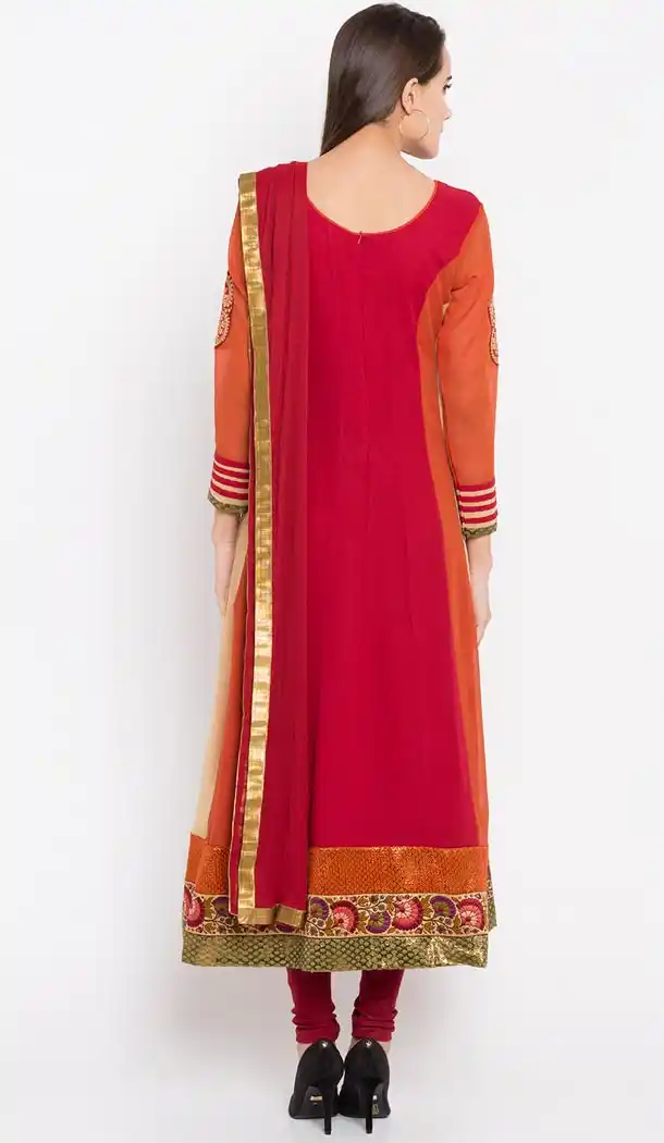 Multicolour Color Faux Georgette Readymade Churidar Suit | 310636164