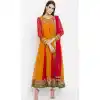 Mustard Color Faux Georgette Readymade Churidar Suit | 310636165