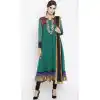 Teal Blue Color Faux Georgette Readymade Churidar Suit | 310636166