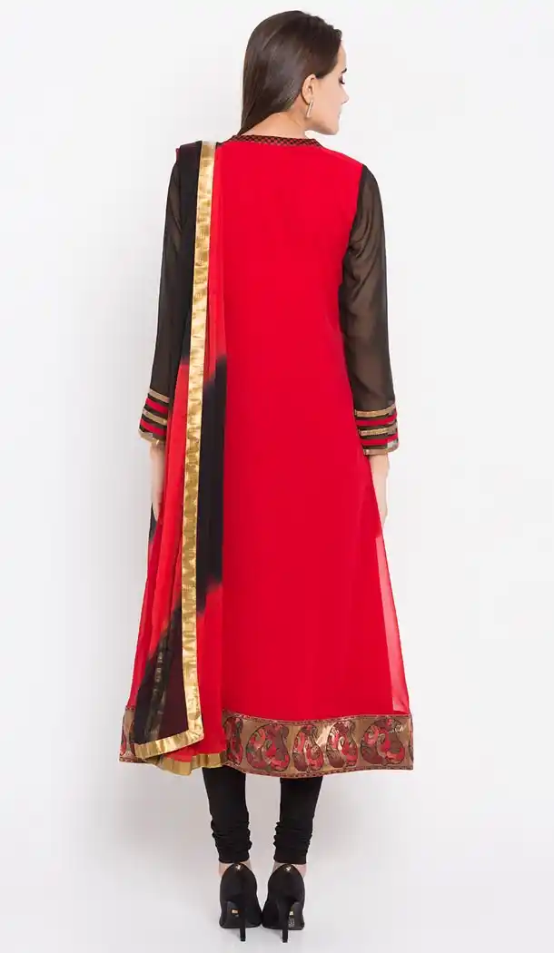 Maroon Color Faux Georgette Readymade Churidar Suit | 310636168