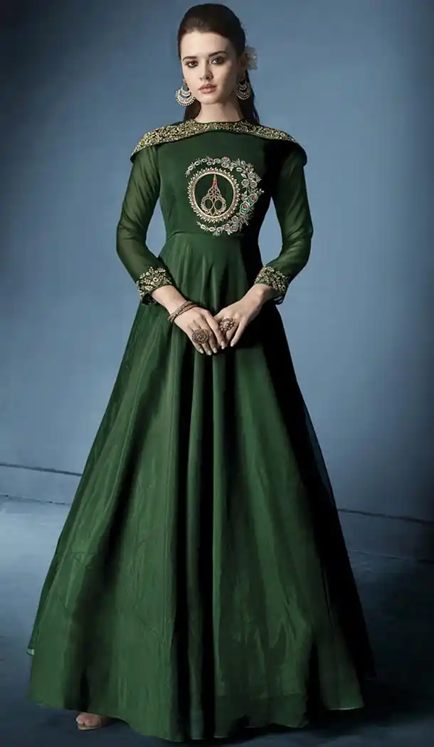 Pakistani Green Color Soft Tapeta Silk Party Wear Salwar Kameez | FHRT331339194